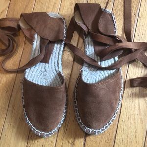 Alex + Alex suede ankle wrap flat espadrilles